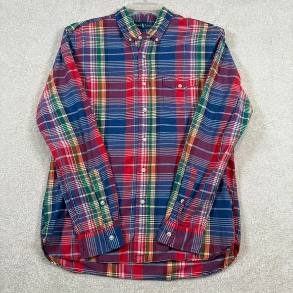 Ralph Lauren Multicolor Plaid Button Down Work Shirt Long Sleeve Mens Large - Picture 3 of 8